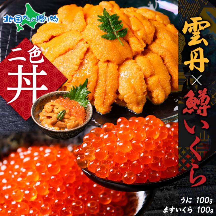 うに 100g 鱒いくら醤油漬け 100g セット うに ウニ チリ産 ミョウバン不使用 冷凍 いくら イクラ ます 鱒 マス い...