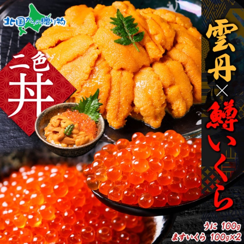 雲丹 100g 鱒いくら醤油漬け 100g×2個 セット うに ウニ チリ産 ミョウバン不使用 冷凍 いくら イクラ ます 鱒 マ...
